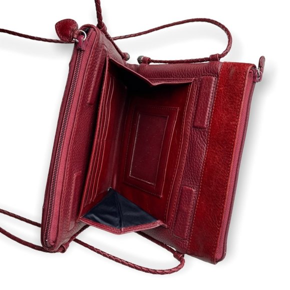 Brighton Red Leather Small Crossbody Bag with Braided Straps - Picture 8 of 11